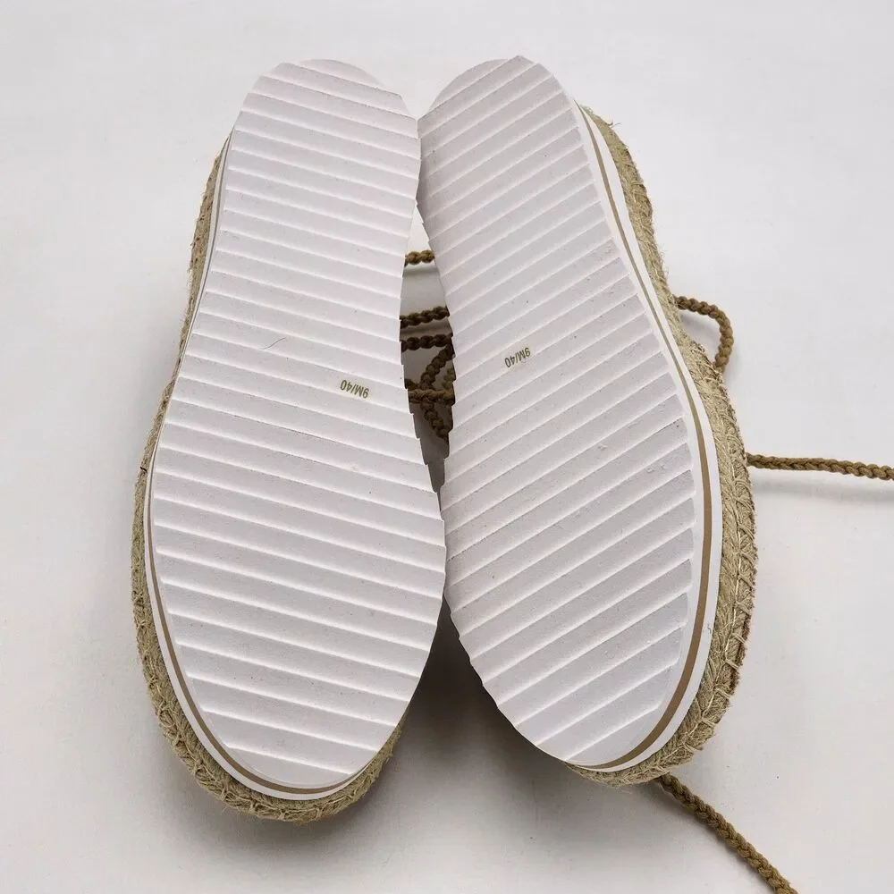 JLO Jennifer Lopez Larenn Espadrille Platform Flatform Tie Up Sandal Size 9 BNIB